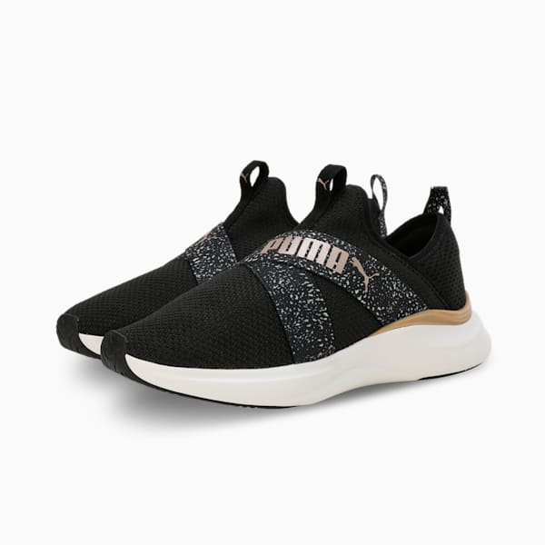 SOFTRIDE Harmony Slip Leo Women's Running Shoes, PUMA Black-Warm White-Alpine Snow, extralarge-IND