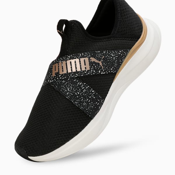 SOFTRIDE Harmony Slip Leo Women's Running Shoes, PUMA Black-Warm White-Alpine Snow, extralarge-IND