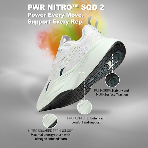 PWR NITRO™ SQD 2 Women's Training Shoes, PUMA White-Sage Frost-Green Terrain, extralarge-IND