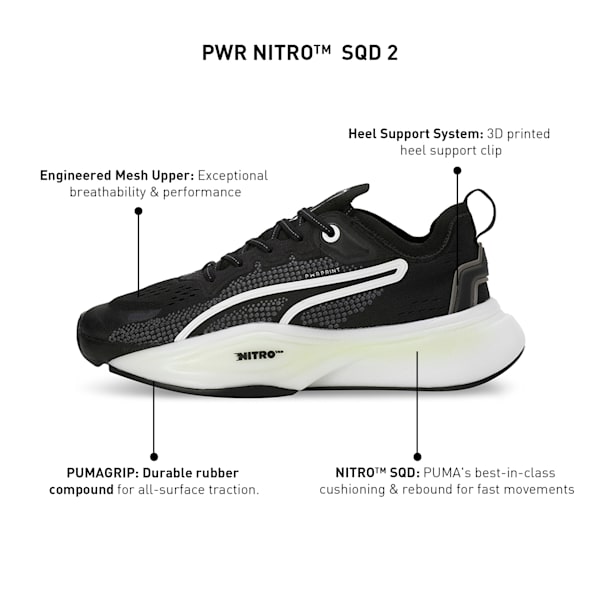 PWR NITRO™ SQD 2 Training Shoes, PUMA Black-PUMA White, extralarge-IND