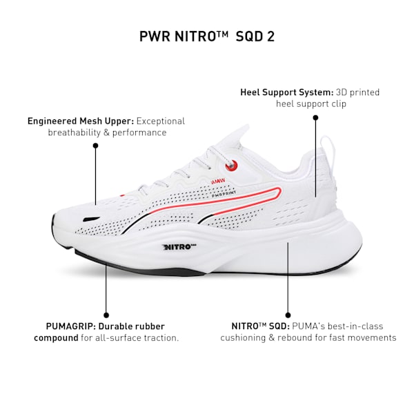 PWR NITRO™ SQD 2 Training Shoes, PUMA White-For All Time Red, extralarge-IND