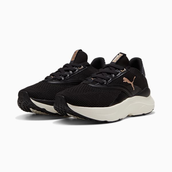 SOFTRIDE Mayve Leopard Running Shoes Women, PUMA Black-Warm White-PUMA Gold, extralarge