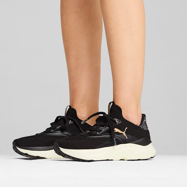 Tenis de running para mujer SOFTRIDE Mayve Leopard, PUMA Black-Warm White-PUMA Gold, extralarge