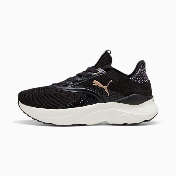 SOFTRIDE Mayve Leopard Running Shoes Women, PUMA Black-Warm White-PUMA Gold, extralarge