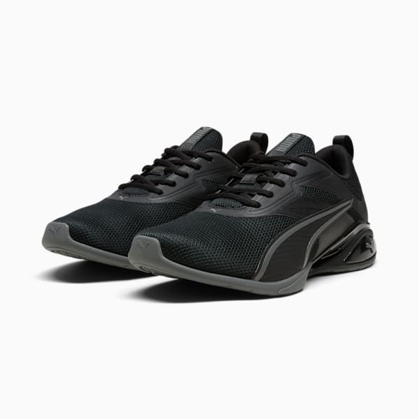 Puma black running shoes discount