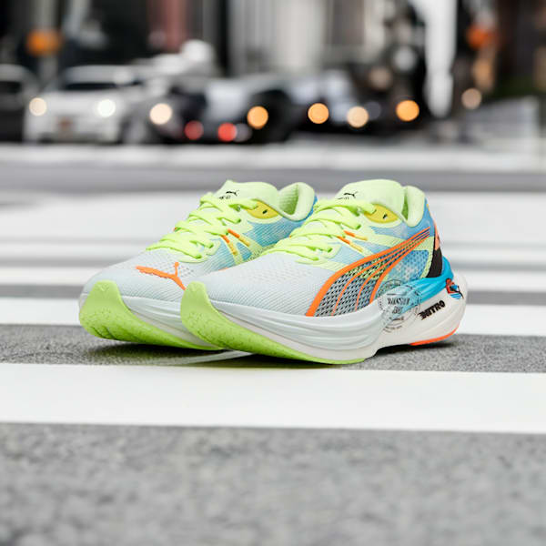 Tenis para correr Deviate NITRO 3 Marathon Series para mujer, Nitro Blue-Fizzy Apple, extralarge