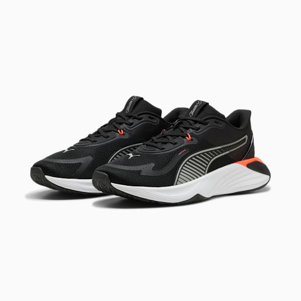 PWR Hybrid Training Shoes, PUMA Black-PUMA White-Glowing Red-Gray Echo, extralarge