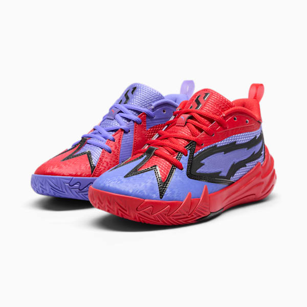 Scoot Zeros PRED Big Kids' Basketball Shoes, Dark Amethyst-For All Time Red, extralarge