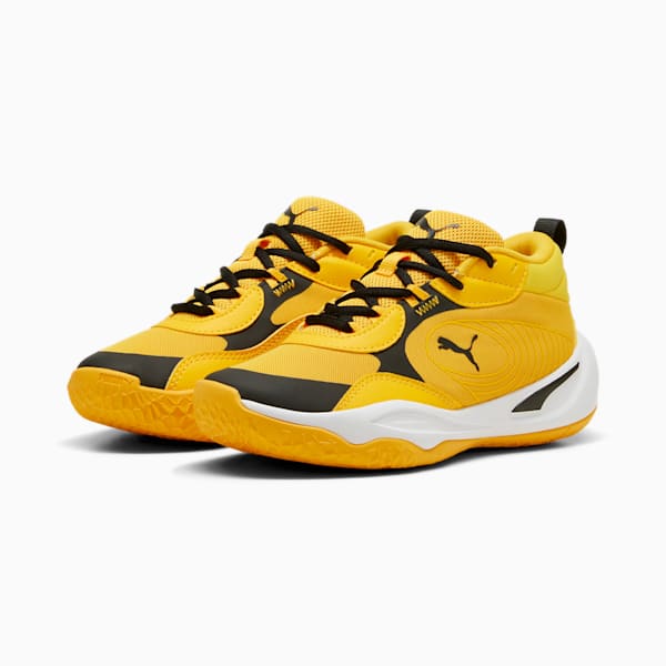 Playmaker Pro Basketball Big Kids' Shoes, Yellow Sizzle-PUMA Black, extralarge