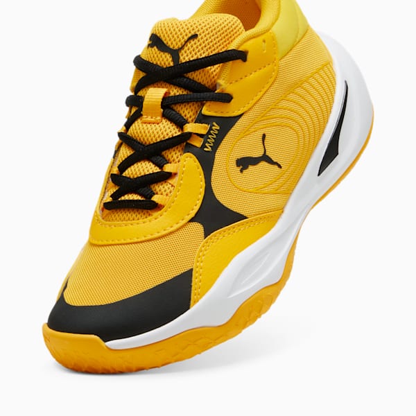 Tenis de básquetbol Playmaker Pro para niños grandes, Yellow Sizzle-PUMA Black, extralarge