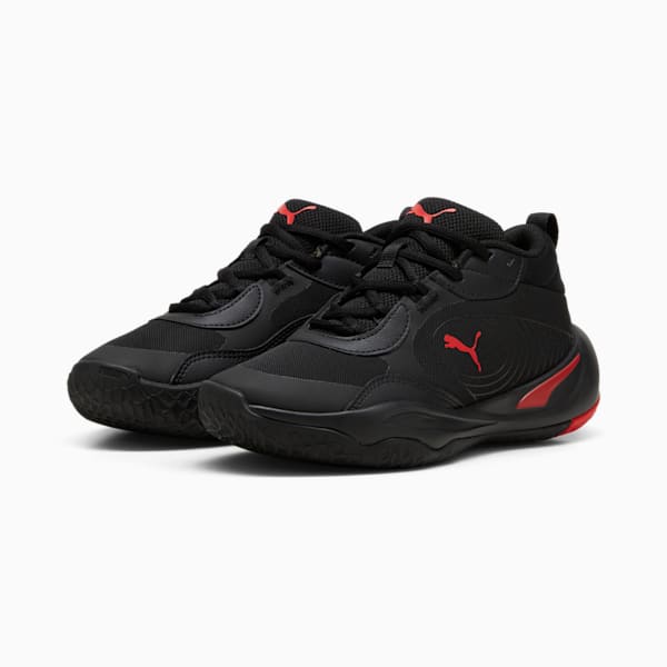Playmaker Pro Basketball Big Kids' Shoes, PUMA Black-For All Time Red, extralarge