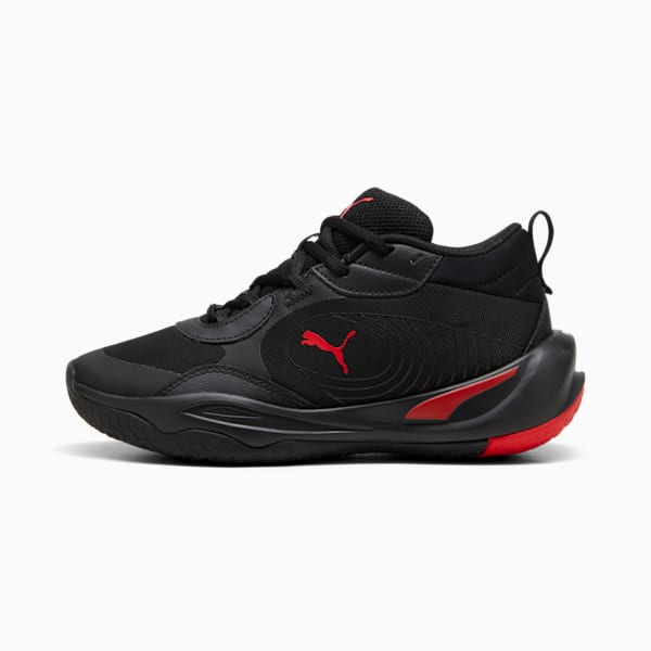 Playmaker Pro Basketball Big Kids' Shoes, PUMA Black-For All Time Red, extralarge