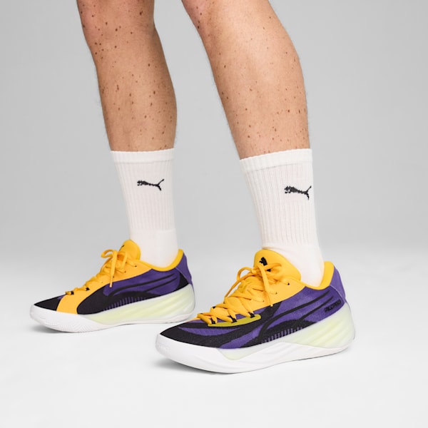 Puma clyde purple yellow deals
