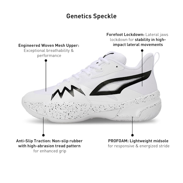 Genetics Speckle Unisex Basketball Shoes, PUMA White, extralarge-IND