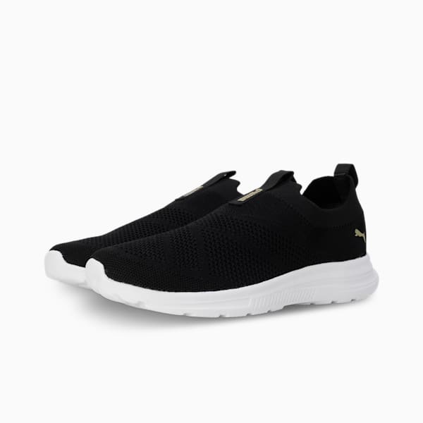Cirque Women's Slip-On Shoes, PUMA Black-Metallic Gold, extralarge-IND