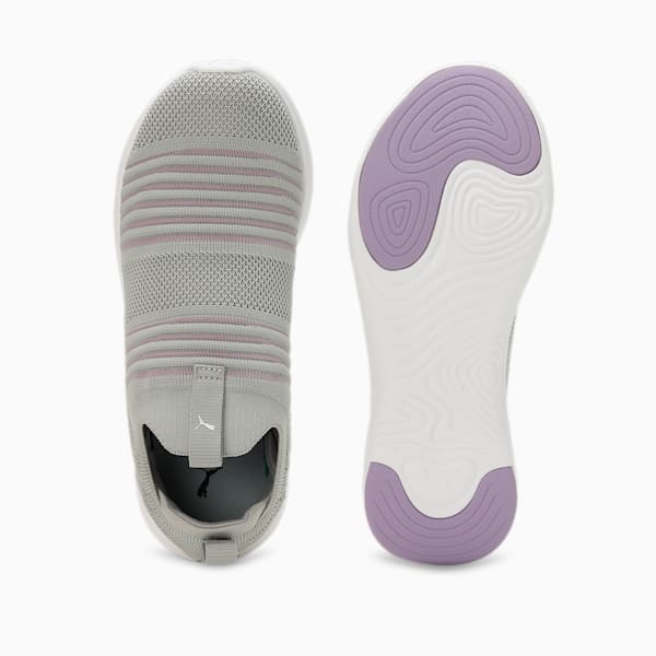 SOFTRIDE Posse Women's Slip-On Shoes, Ash Gray-PUMA White-Vivid Violet, extralarge-IND