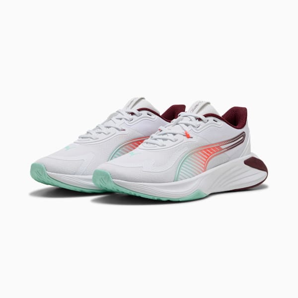 PWR Hybrid Training Shoes Women, PUMA White-Ruby Shimmer-Mint Melt-Glowing Red, extralarge