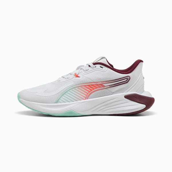 PWR Hybrid Training Shoes Women, PUMA White-Ruby Shimmer-Mint Melt-Glowing Red, extralarge