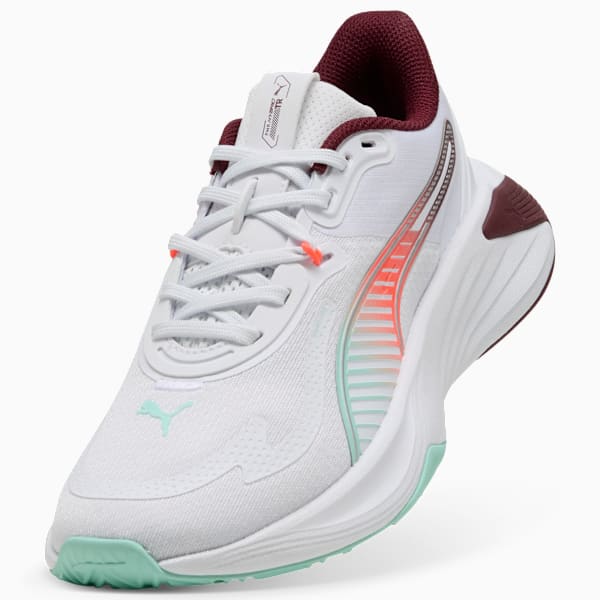 Tenis mujer training PWR NITRO SQD, PUMA White-Ruby Shimmer-Mint Melt-Glowing Red, extralarge