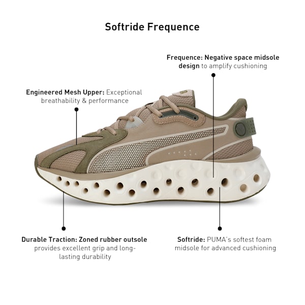 SOFTRIDE Frequence Running Shoes, Oak Branch-PUMA Olive-Desert Dust, extralarge-IND