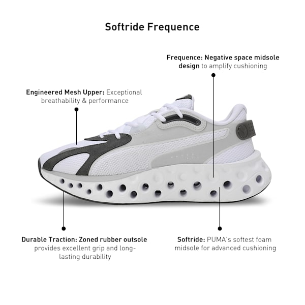 SOFTRIDE Frequence Running Shoes, PUMA White-Feather Gray, extralarge-IND