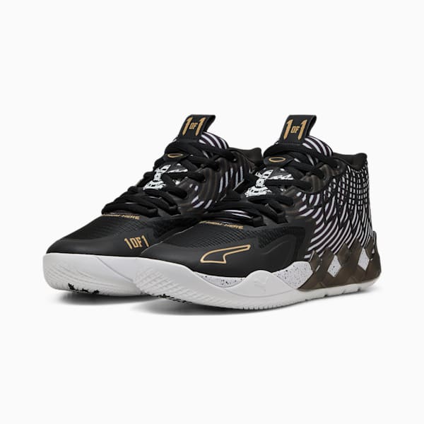 PUMA x LAMELO BALL MB.01 Rare Reserve Stripes Men's Basketball Shoes, PUMA White-PUMA Black-PUMA Gold, extralarge