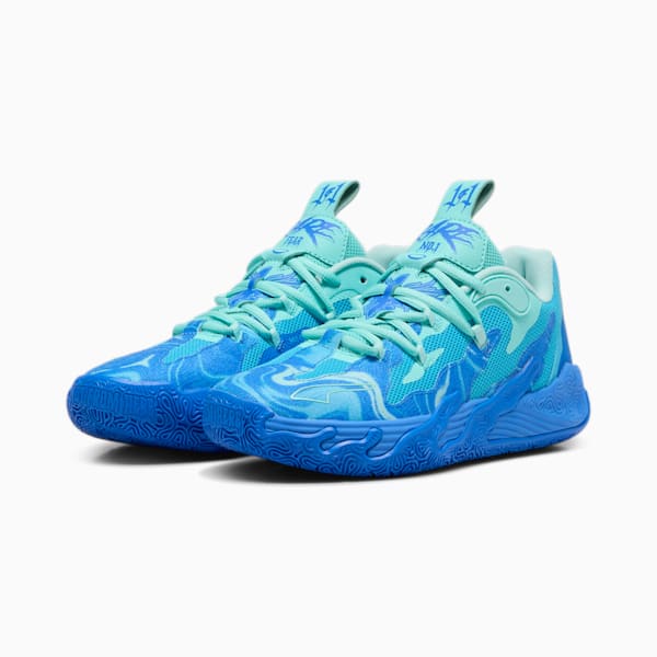 PUMA x LAMELO BALL MB.03 Lo Team Big Kids' Basketball Shoes, Hyperlink Blue-Bright Aqua-Electric Peppermint, extralarge