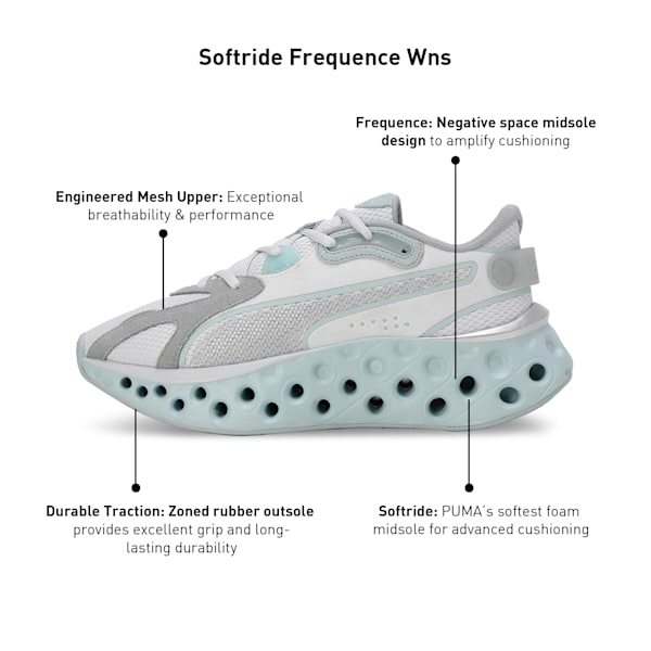 SOFTRIDE Frequence Women's Running Shoes, Silver Mist-Dewdrop-PUMA White, extralarge-IND