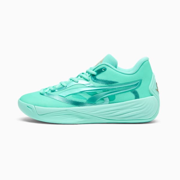 Tenis de básquetbol para mujer STEWIE x STEW YORK Stewie 2, Electric Peppermint-PUMA Gold, extralarge