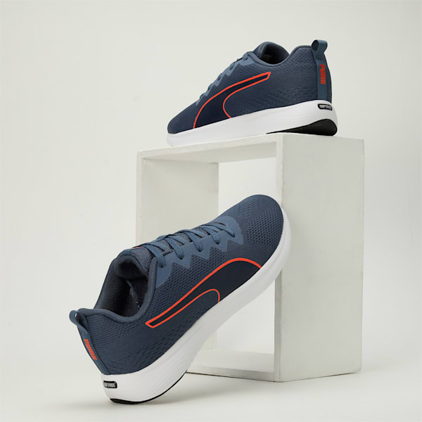 SOFTRIDE Vital Engineered Mesh Men's Running Shoes, Inky Blue-Persian Blue-Hot Heat, extralarge-IND