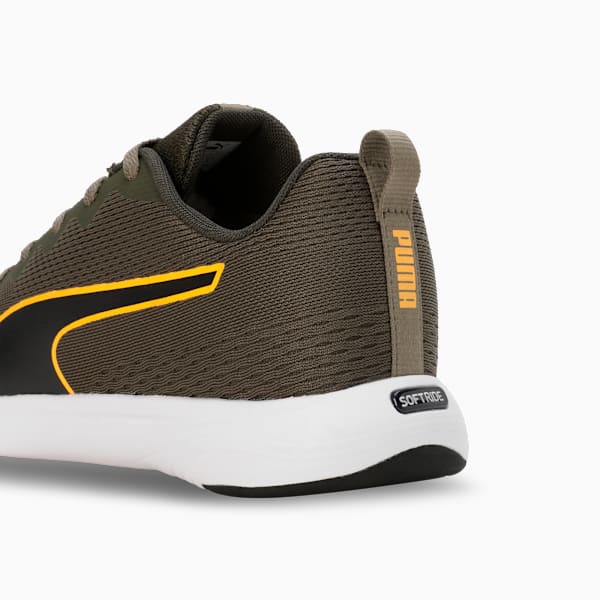 SOFTRIDE Vital Engineered Mesh Men's Running Shoes, PUMA Black-Dark Olive-Sun Stream, extralarge-IND