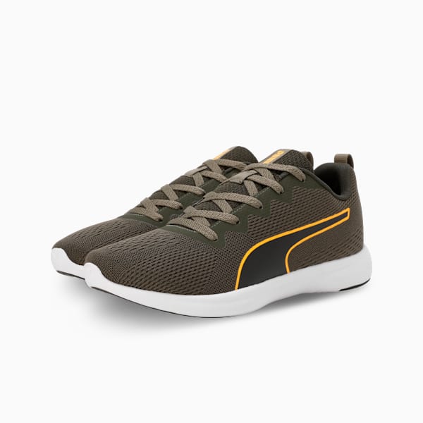 SOFTRIDE Vital Engineered Mesh Men's Running Shoes, PUMA Black-Dark Olive-Sun Stream, extralarge-IND