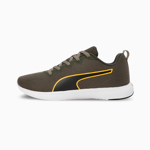 SOFTRIDE Vital Engineered Mesh Men's Running Shoes, PUMA Black-Dark Olive-Sun Stream, extralarge-IND