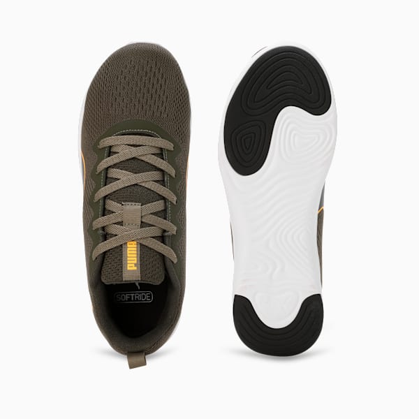 SOFTRIDE Vital Engineered Mesh Men's Running Shoes, PUMA Black-Dark Olive-Sun Stream, extralarge-IND