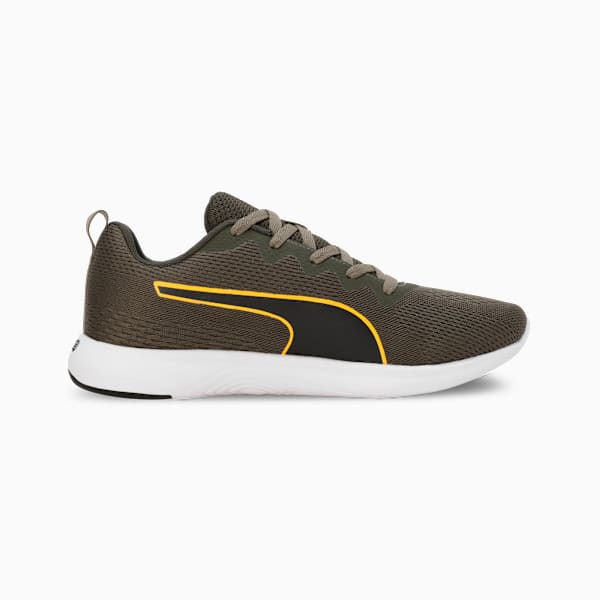SOFTRIDE Vital Engineered Mesh Men's Running Shoes, PUMA Black-Dark Olive-Sun Stream, extralarge-IND