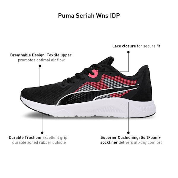 Seriah Women's Running Shoes, PUMA Black-Sunset Glow-PUMA White, extralarge-IND