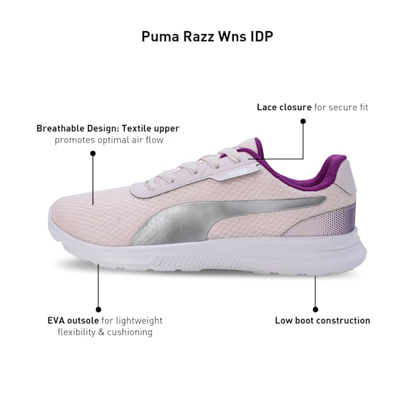 PUMA Razz Women's Running Shoes, Galaxy Pink-PUMA Silver-Purple Pop, extralarge-IND