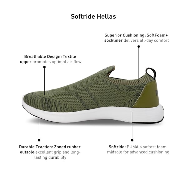 Softride Hellas Men's Slip-On Shoes, PUMA Black-Olive Green, extralarge-IND