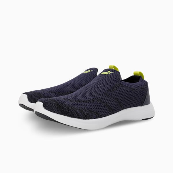 Softride Hellas Men's Slip-On Shoes, PUMA Navy-PUMA White-PUMA Black-Lime Sheen, extralarge-IND