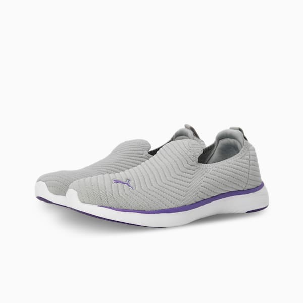 Softride Pegasi Knit Women's Slip-On Shoes, Cool Light Gray-Team Violet, extralarge-IND