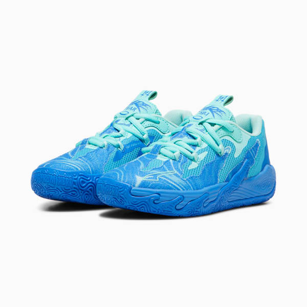 PUMA x LAMELO BALL MB.03 Lo Team Little Kids' Basketball Shoes, Hyperlink Blue-Bright Aqua-Electric Peppermint, extralarge