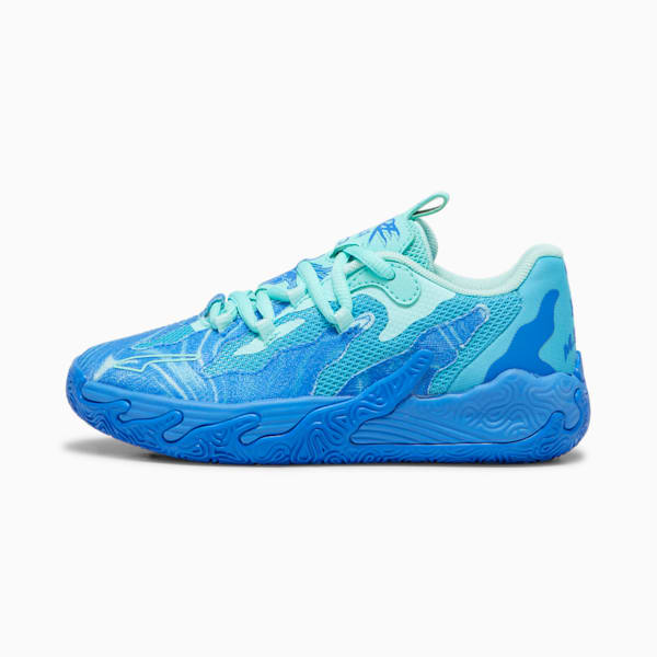 PUMA x LAMELO BALL MB.03 Lo Team Little Kids' Basketball Shoes, Hyperlink Blue-Bright Aqua-Electric Peppermint, extralarge