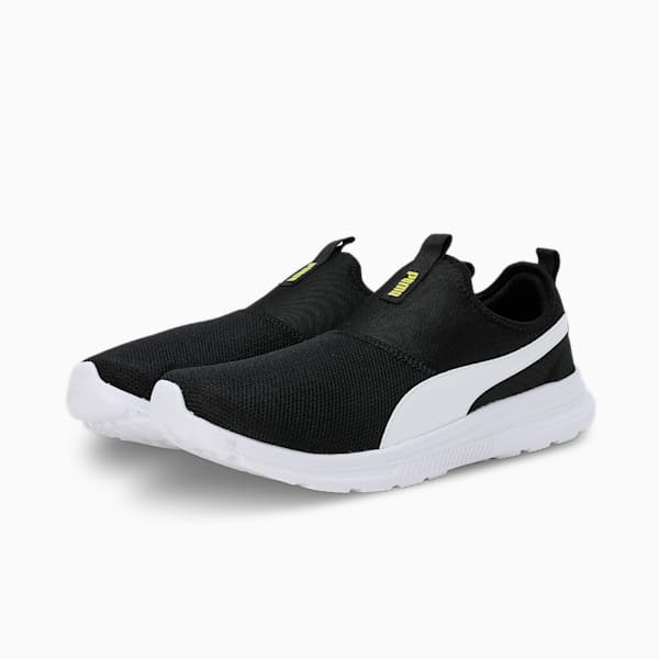 FusionX Men's Slip-On Shoes, PUMA Black-Yellow Burst-PUMA White, extralarge-IND