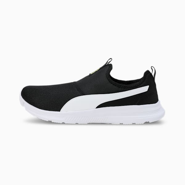 FusionX Men's Slip-On Shoes, PUMA Black-Yellow Burst-PUMA White, extralarge-IND