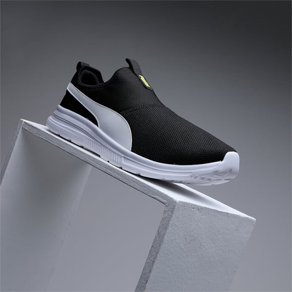 FusionX Men's Slip-On Shoes, PUMA Black-Yellow Burst-PUMA White, extralarge-IND