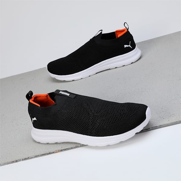 PUMA Pwrflow Men's Slip-On Shoes, PUMA Black-Rickie Orange-PUMA White, extralarge-IND