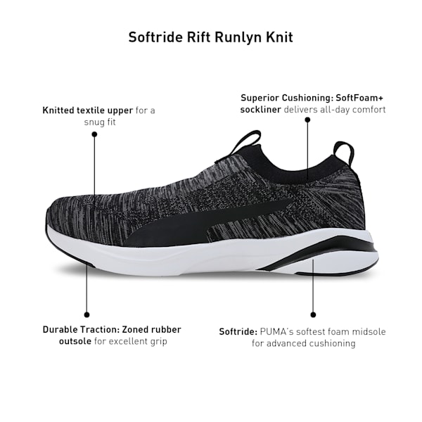 Softride Rift Runlyn Knit Men's Slip-On Shoes, PUMA Black-Cool Dark Gray-Lemon Meringue, extralarge-IND