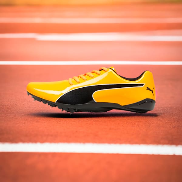 evoSPEED Prep Sprint 3.5 Spikes Running Shoes, Sun Stream-PUMA Black-PUMA White, extralarge-IND
