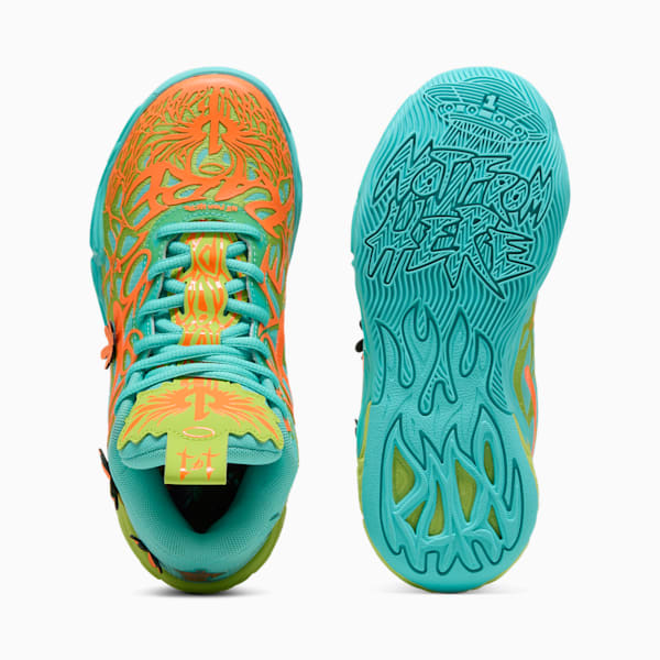Tenis de básquetbol MB.04 Scooby Doo para jóvenes, Aquatic-Lime Smash-Heat Fire, extralarge