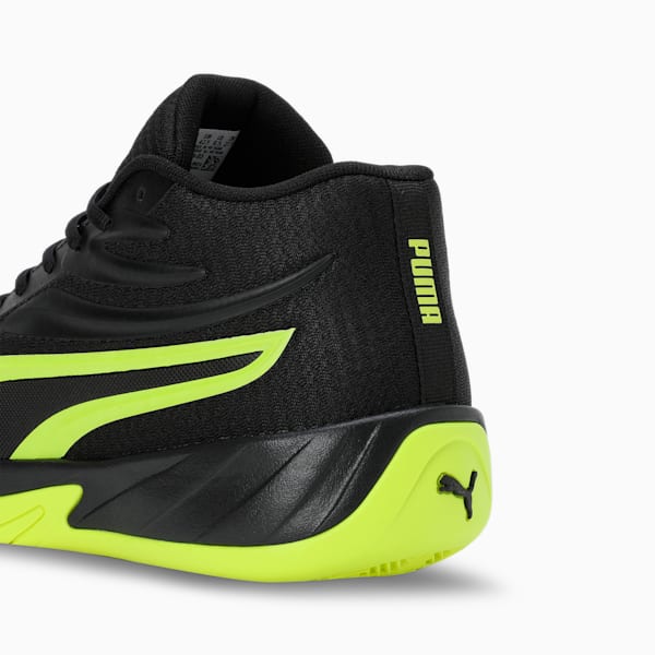 Court Pro Basketball Shoes, PUMA Black-Electric Lime, extralarge-IND